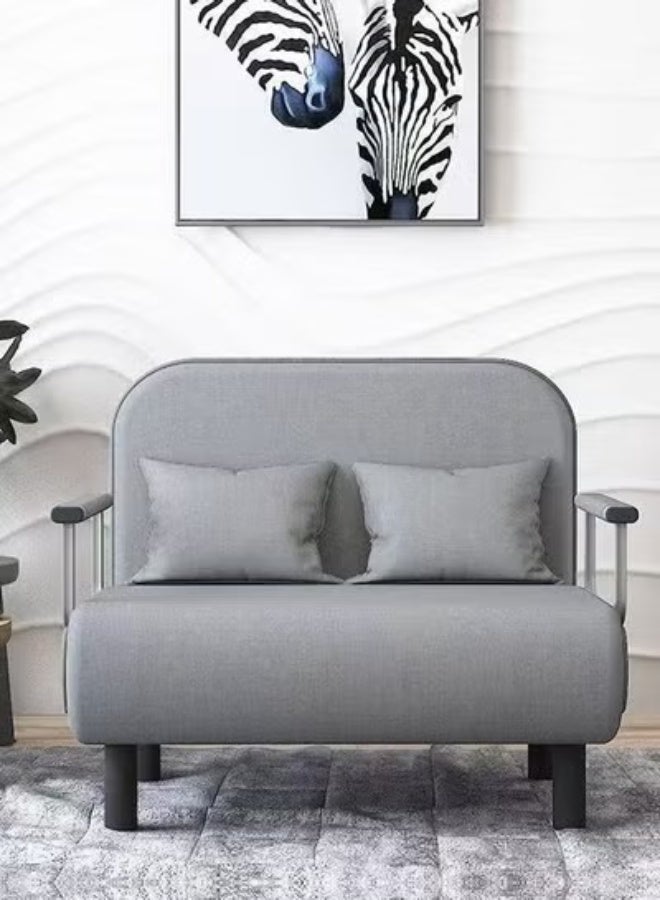 C&C Home Convertible Sofa Chair Bed with Two Pillows, 2-in-1 Folding Armchair Sleeper with Adjustable Backrest, Cotton Linen Fabric Upholstery, High Rebound Sponge Cushion, Compact Single Sofa Bed for Living Room, Bedroom, Guest Room, Apartment (Grey) - Image 2